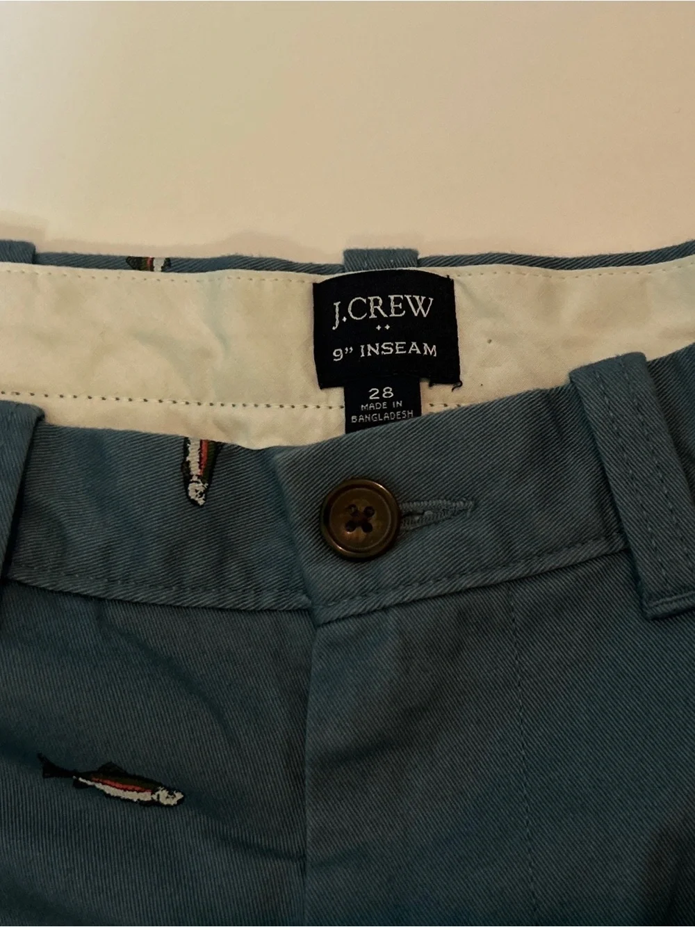 J. Crew Men's Teal Embroidered Fish Chino Shorts